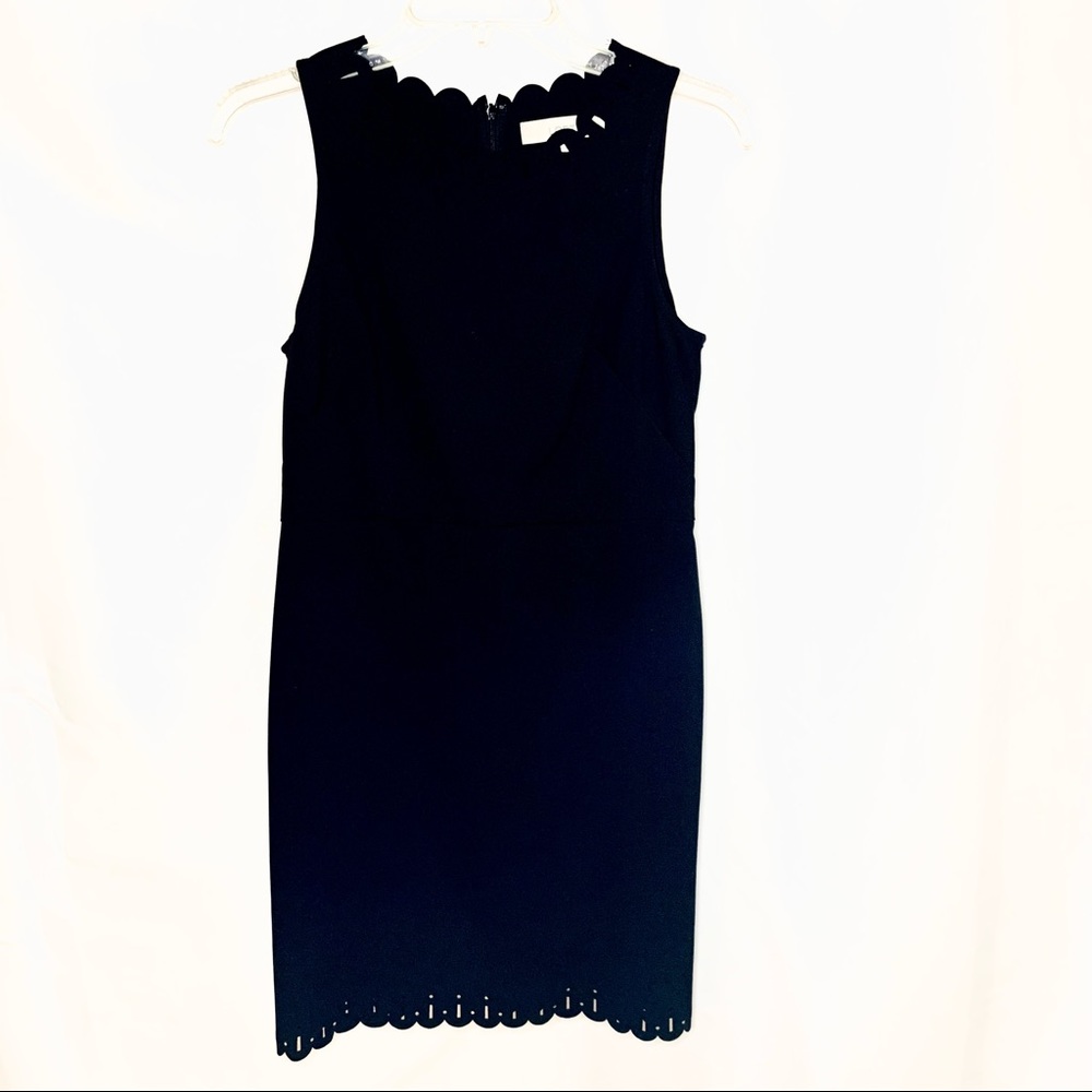 Loft Black Cutout Scalloped Shift Dress